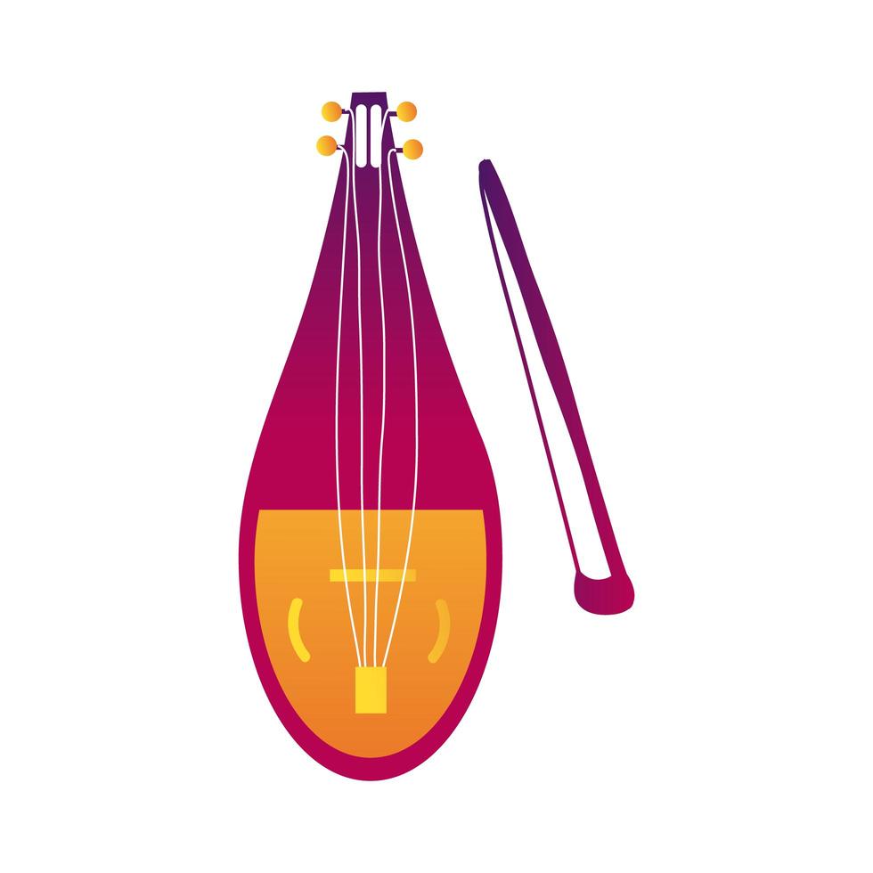 linha de estilo de instrumento de cordas violino e ícone de preenchimento vetor