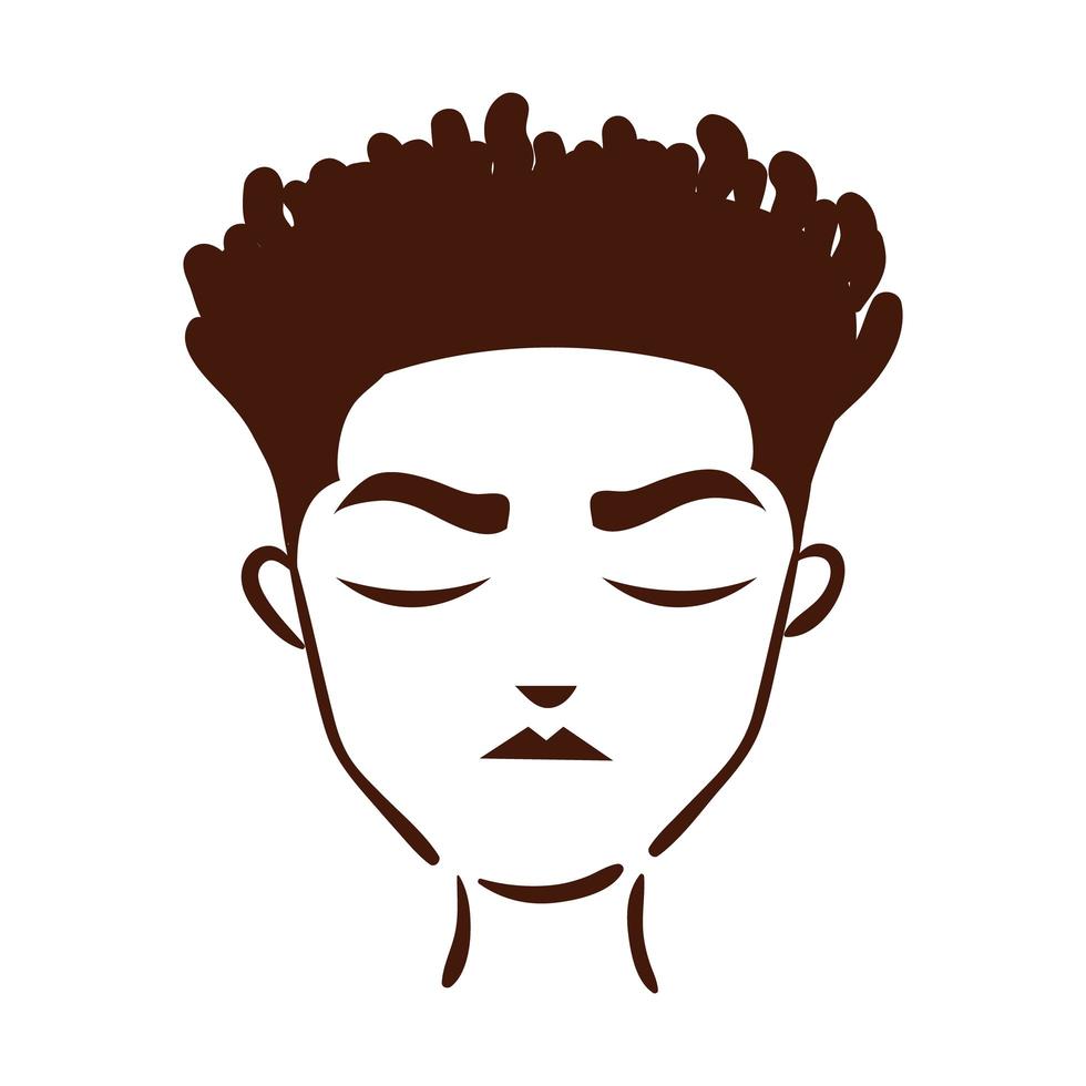 etnia jovem afro com ícone de estilo de silhueta de penteado vetor