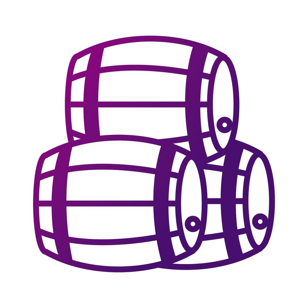 pilha de ícone de estilo gradiente de barris de madeira de vinho vetor