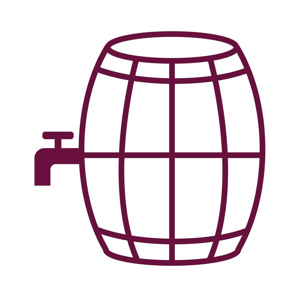 barril de madeira de vinho com ícone de estilo de linha de torneira vetor