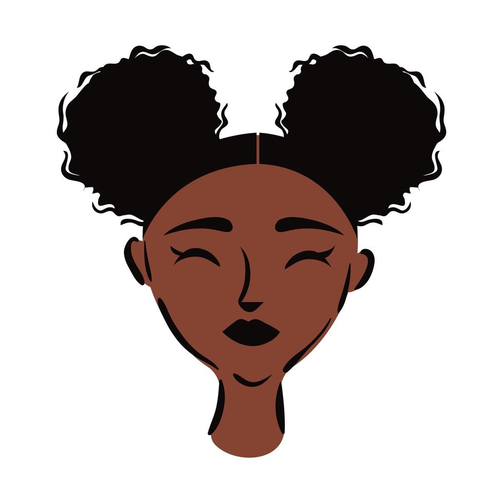 jovem mulher afro com coques de cabelo estilo simples vetor