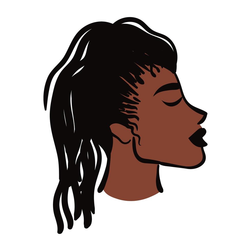 jovem mulher afro com cabelo comprido estilo plano vetor