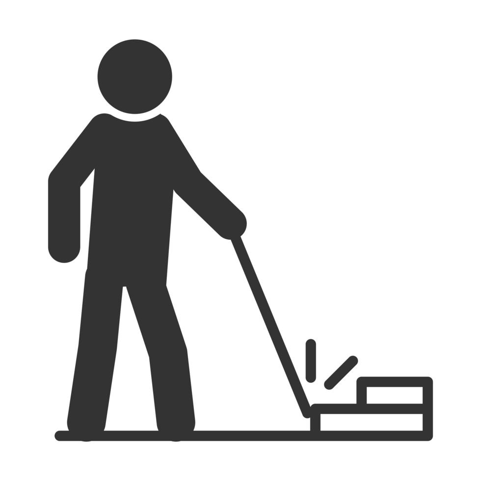 pessoa cega andando com desenho do ícone da silhueta do dia mundial da deficiência vetor