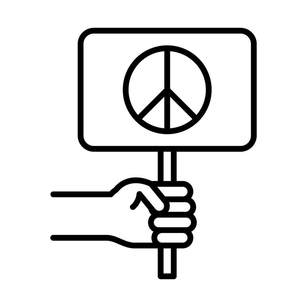 mão com cartaz da paz design do ícone da linha do dia dos direitos humanos vetor