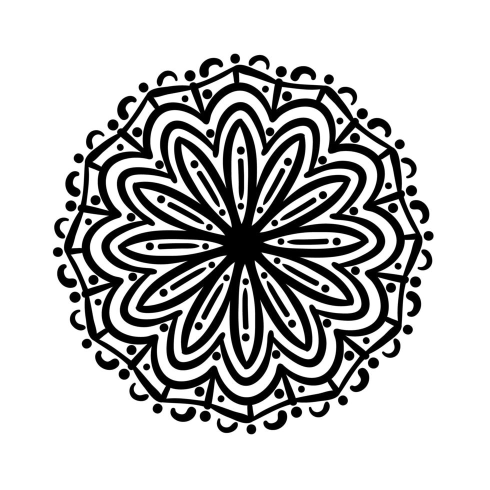 ícone de estilo de silhueta floral de mandala circular vetor