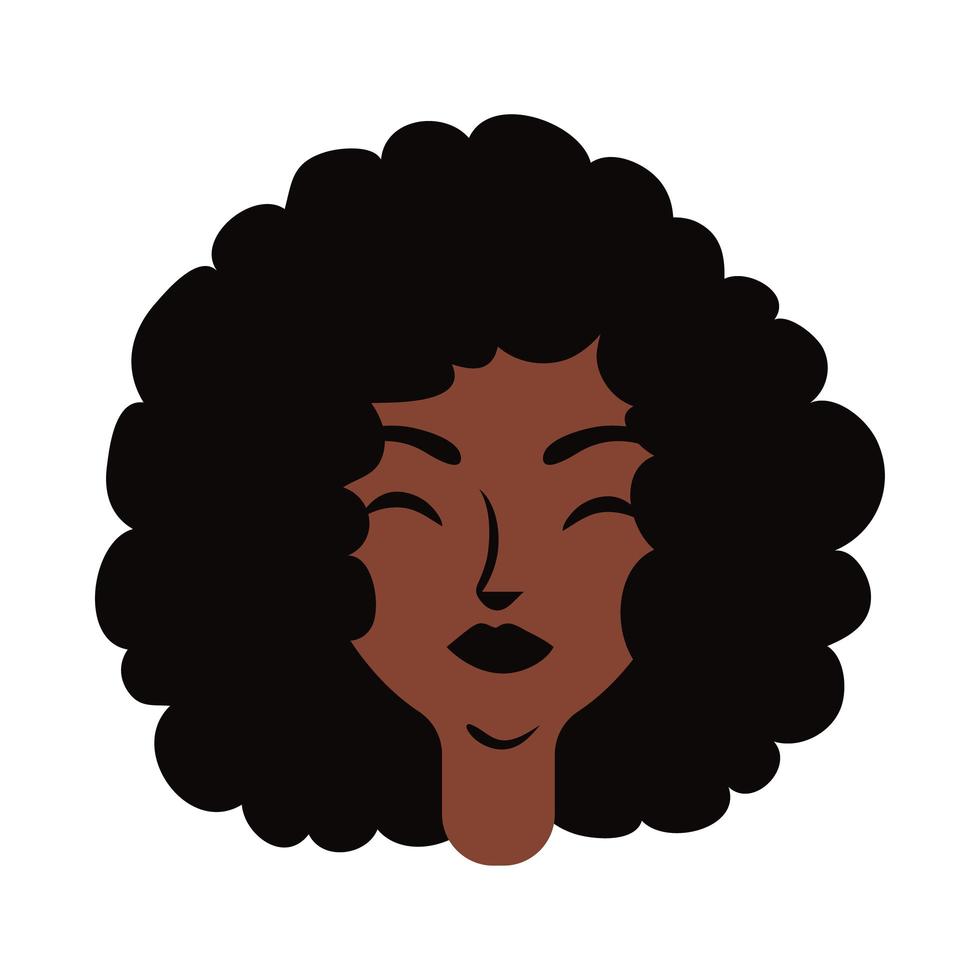 jovem mulher afro com cabelo comprido estilo plano vetor