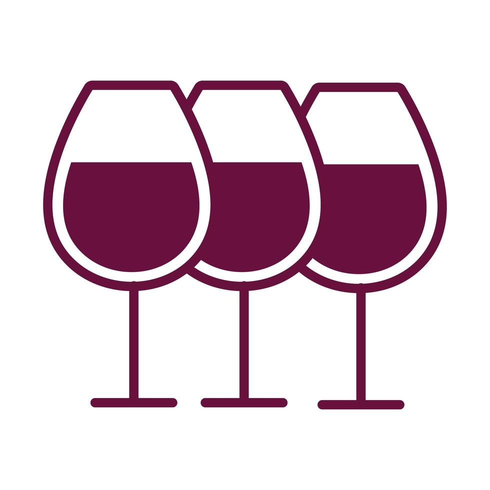 ícone de estilo de linha de copos de vinho vetor