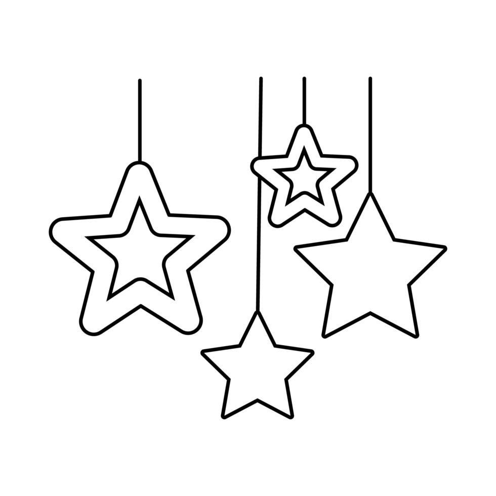 estrelas penduradas ícone de estilo de linha de decoração vetor