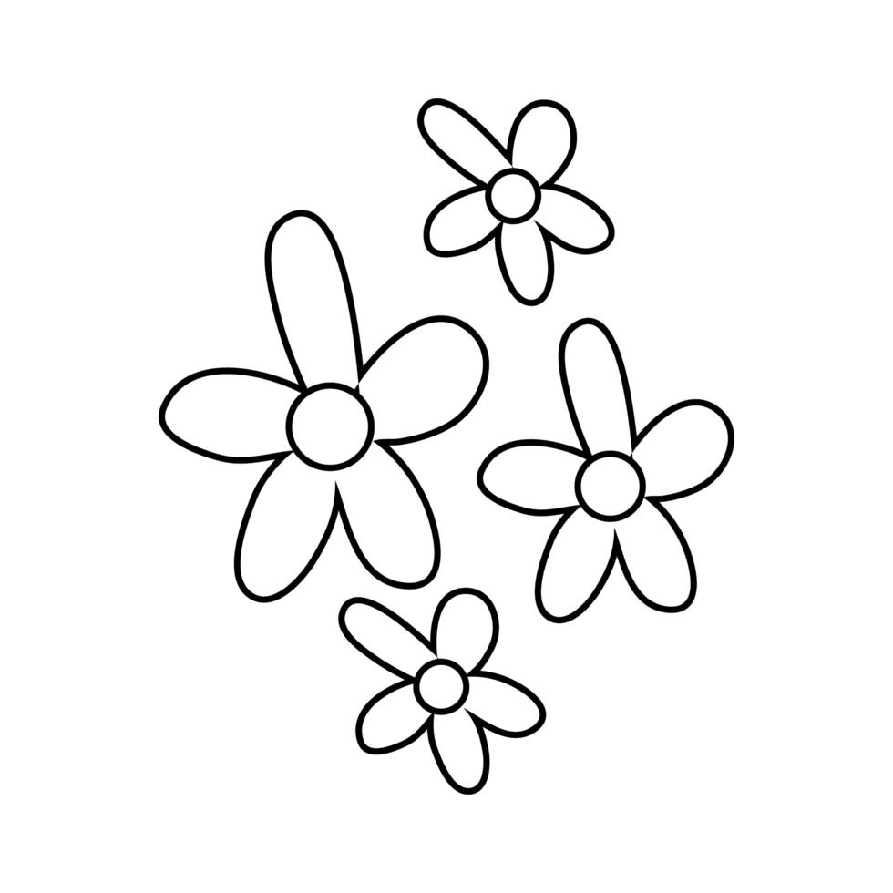 ícone de estilo de linha de lindo jardim de flores vetor