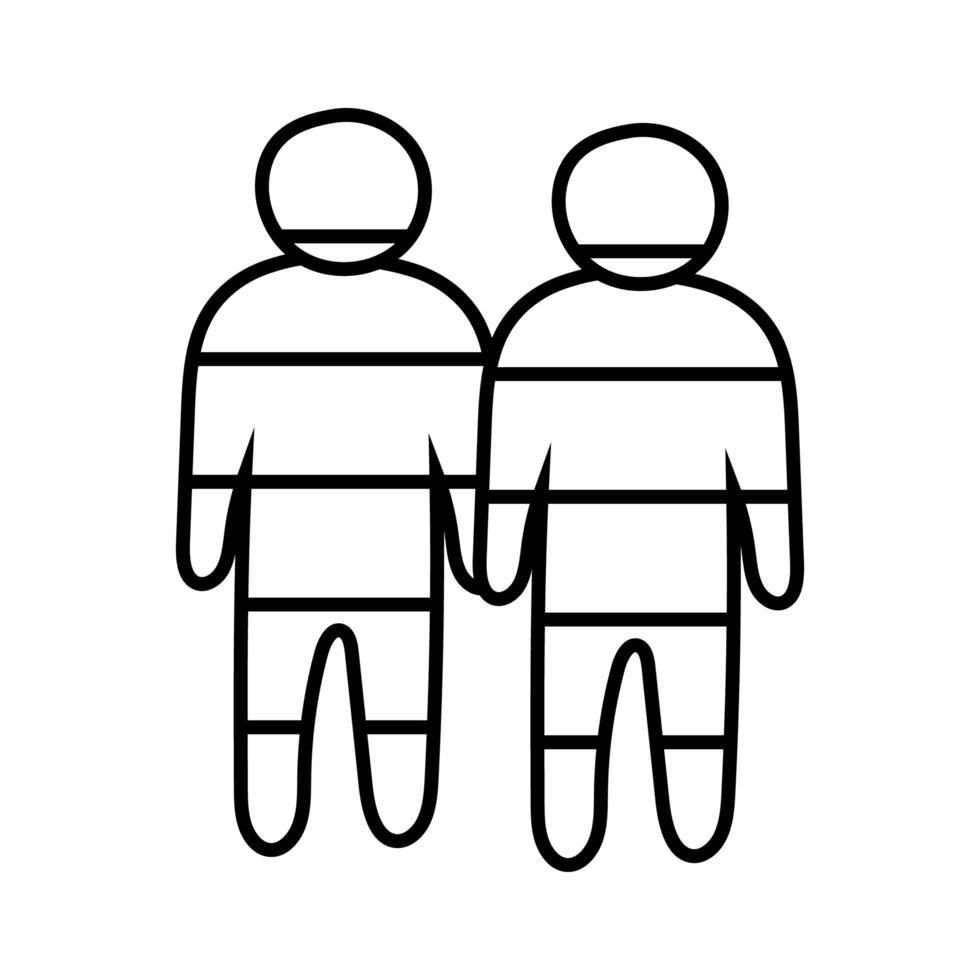 Comunidade lgbtiq com ícone de estilo de linha de figuras gays vetor