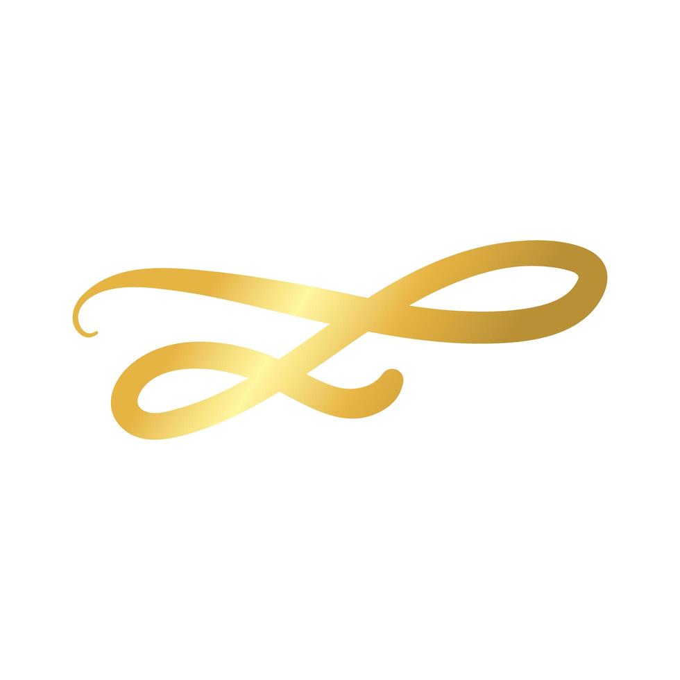 moldura de borda elegante decoração caligráfica ícone de estilo gradiente dourado vetor