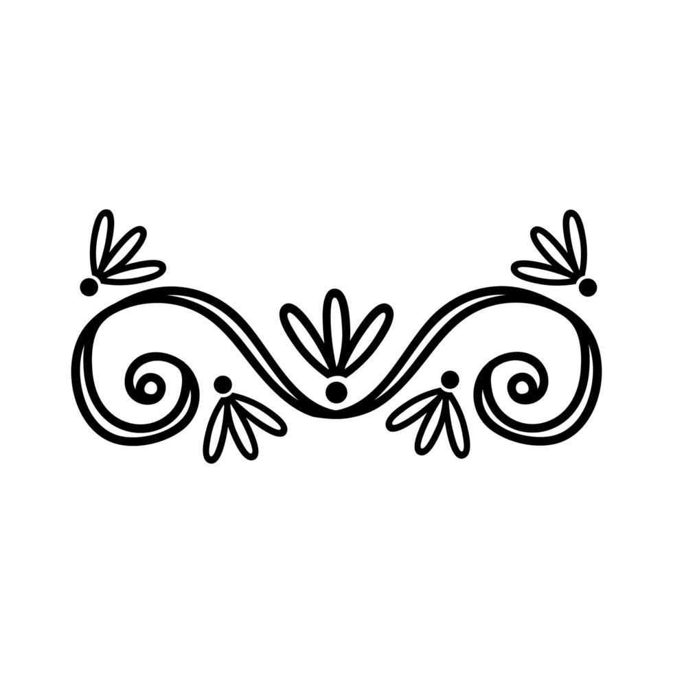 moldura de borda elegante com ícone de estilo de silhueta de decoração de folhas vetor