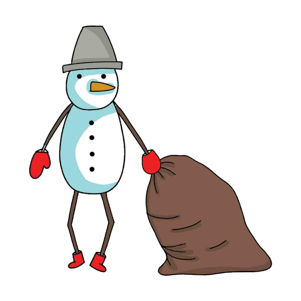 Natal e Novo ano personagem - uma fofa rabisco estilo boneco de neve vetor