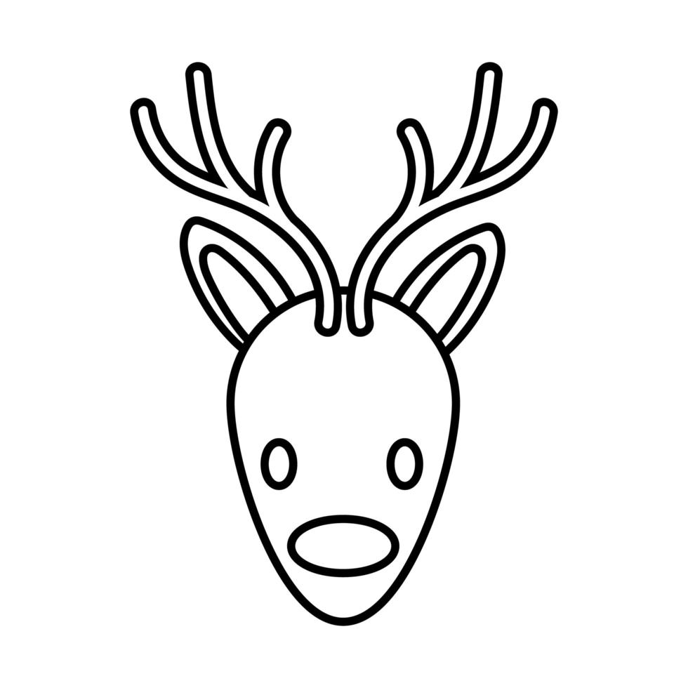 ícone de estilo de linha de rena feliz natal vetor