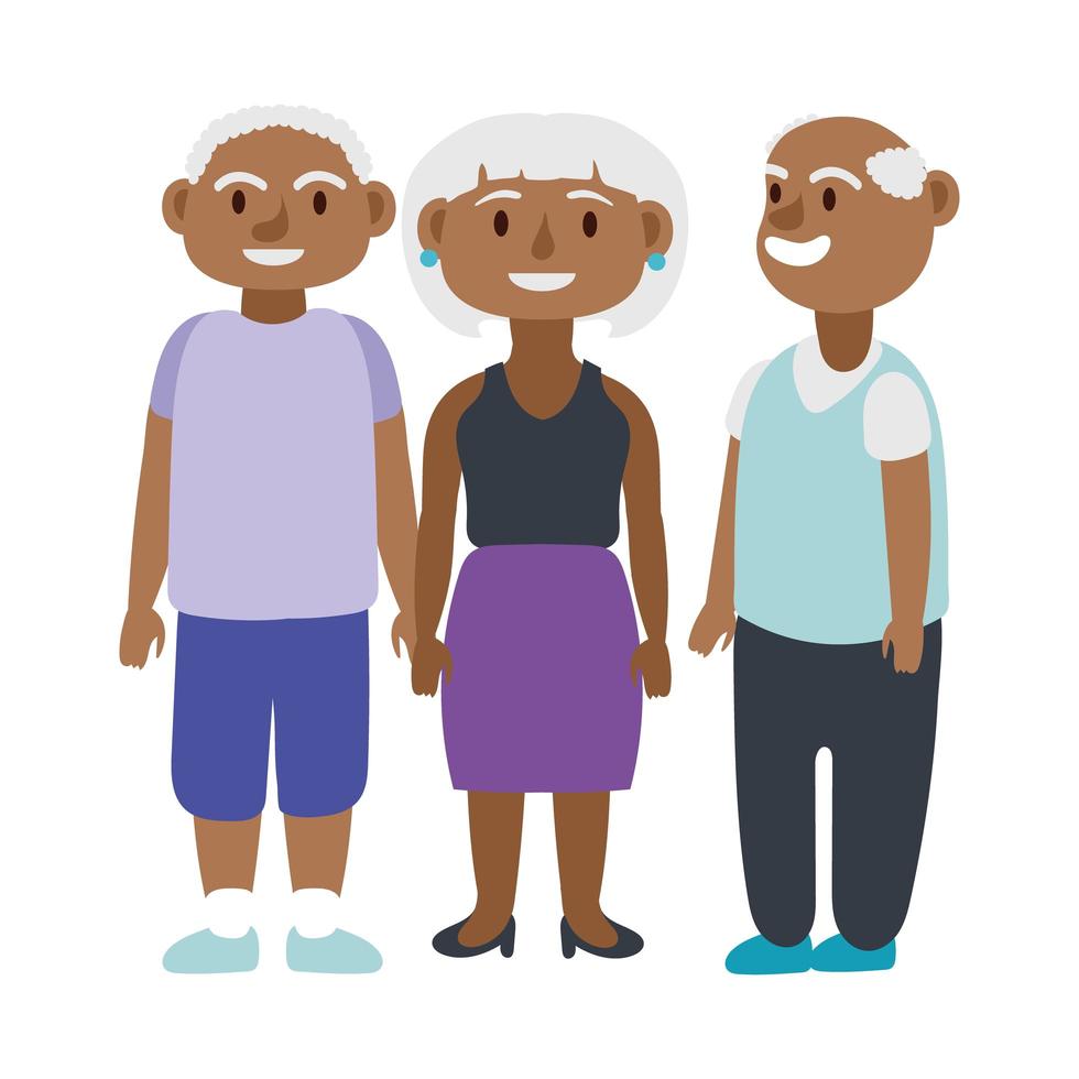 personagens de avatares de pessoas idosas afro vetor