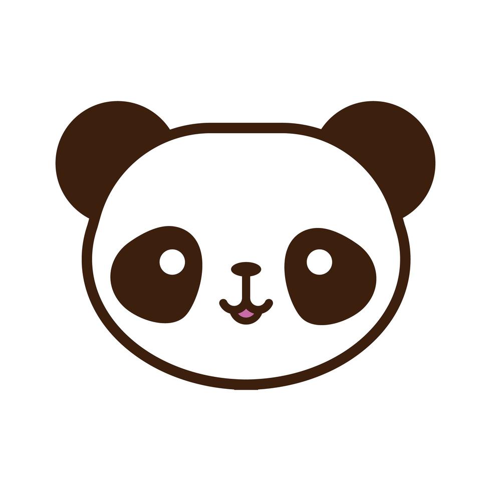 Fofinho urso panda kawaii animal linha e preenchimento vetor