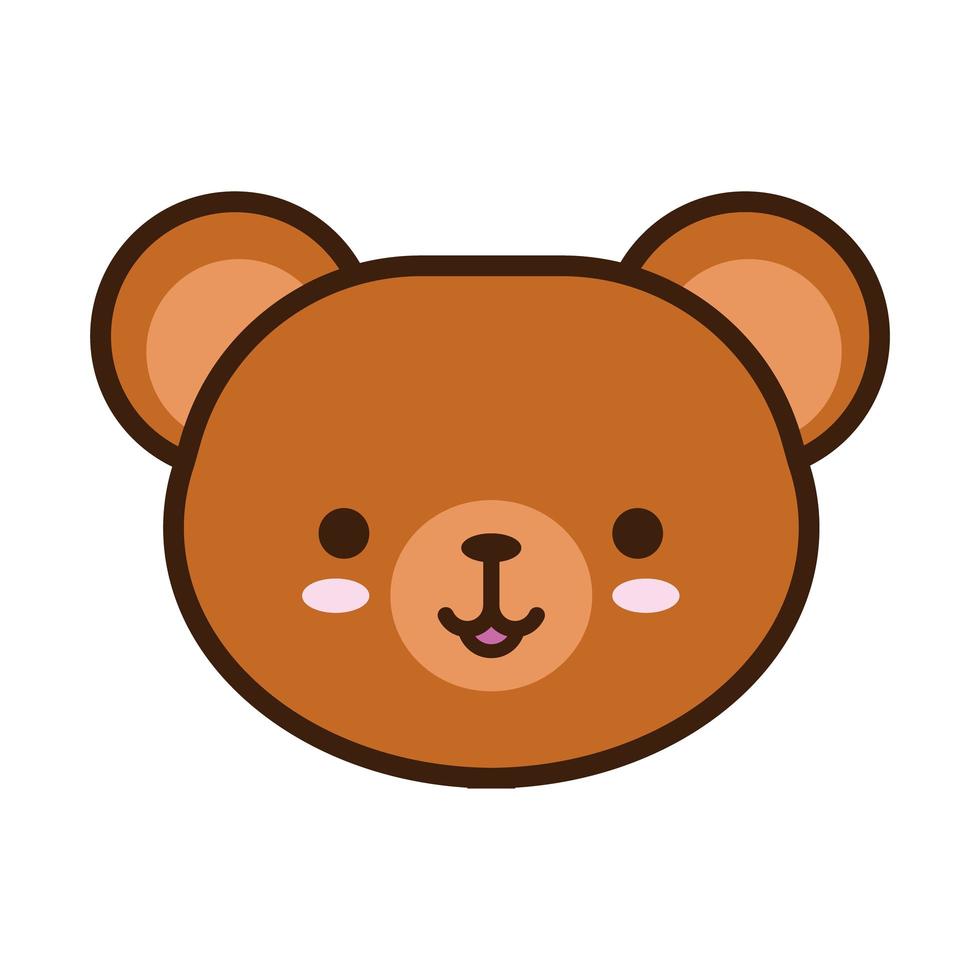 linha animal fofinho urso kawaii e estilo de preenchimento vetor