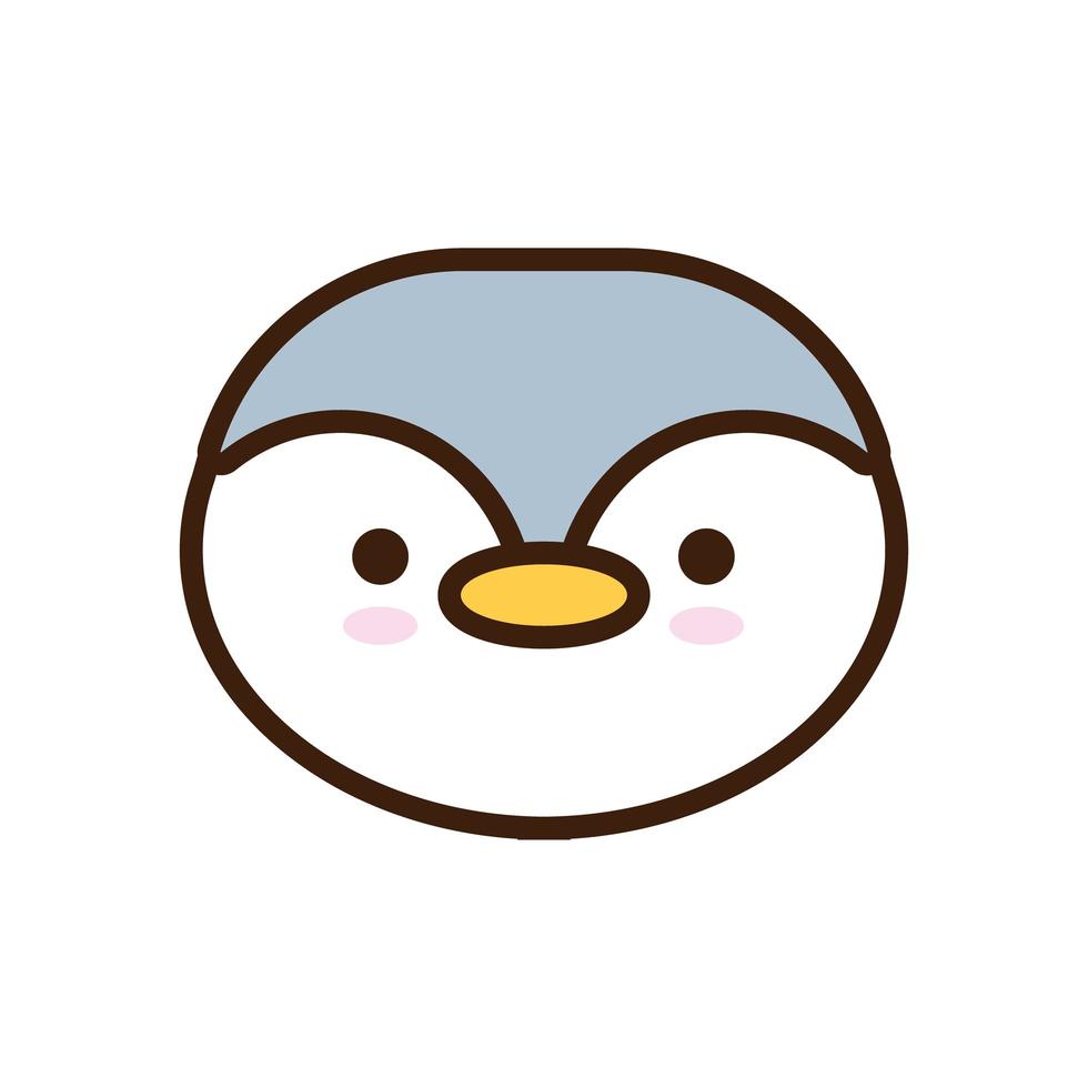 Fofinho pinguim pinguim kawaii animal linha e preenchimento vetor