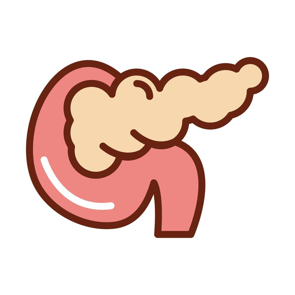 corpo humano anatomia pâncreas órgão saúde linha e ícone de preenchimento vetor