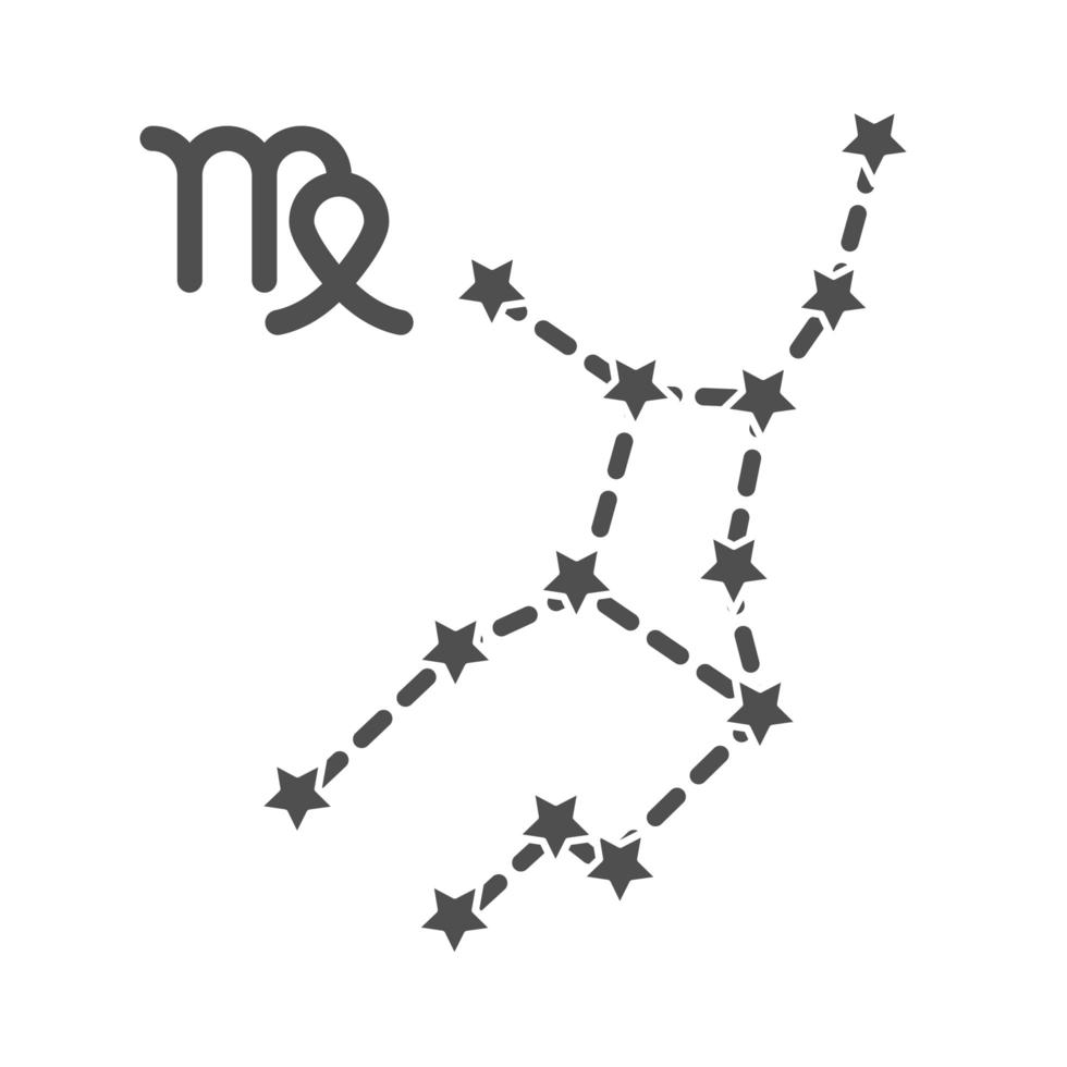 Ícone de estilo de linha astrológica da constelação de virgem do zodíaco vetor