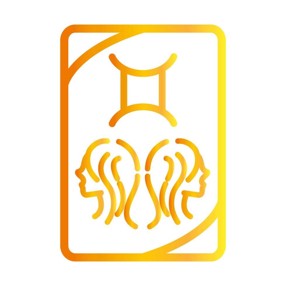 Ícone de estilo gradiente do cartão de previsão do tarô esotérico gemini do zodíaco vetor