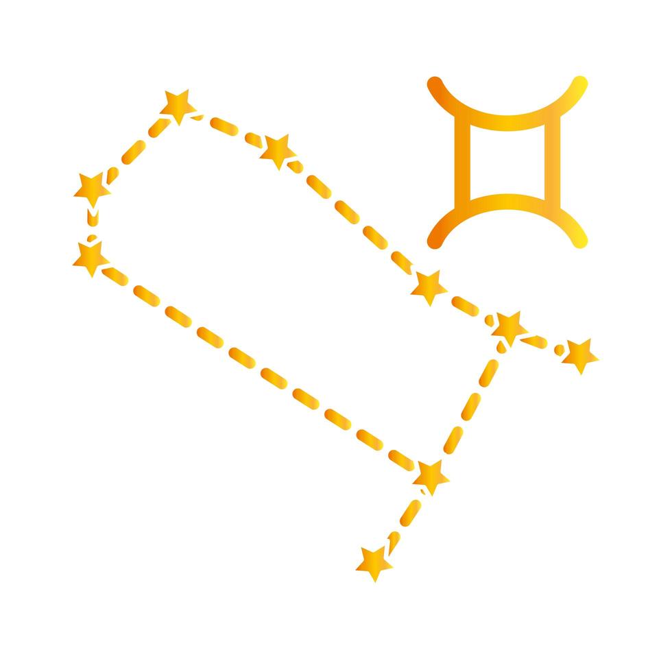 Ícone de estilo gradiente astrológico da constelação de gemini do zodíaco vetor