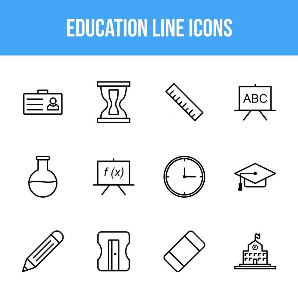 conjunto de ícones de linha educacional exclusivo vetor
