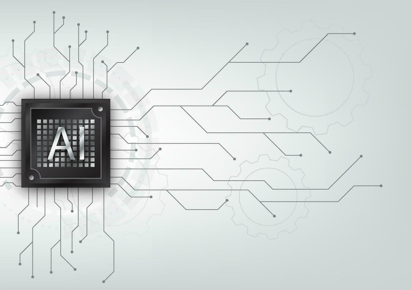 artificial inteligência tecnologia com uma vetor ilustração exibindo uma microchip cercado de uma o circuito borda. descobrir a desatado integração do ai dentro moderno tech. futurista conceito