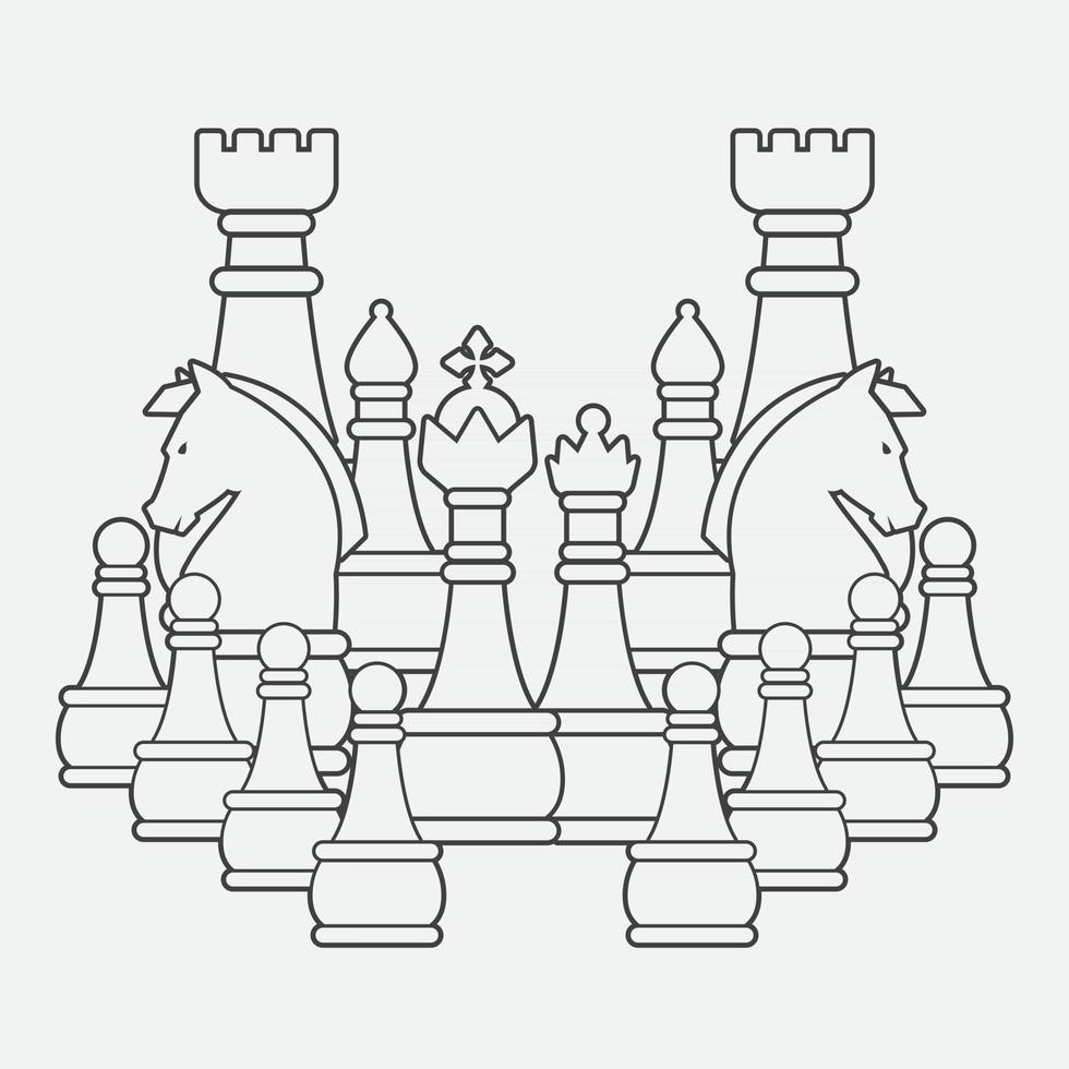 Jogo de xadrez isolado ícones espada e escudos peças do jogo imagem vetorial  de Sonulkaster© 278062964