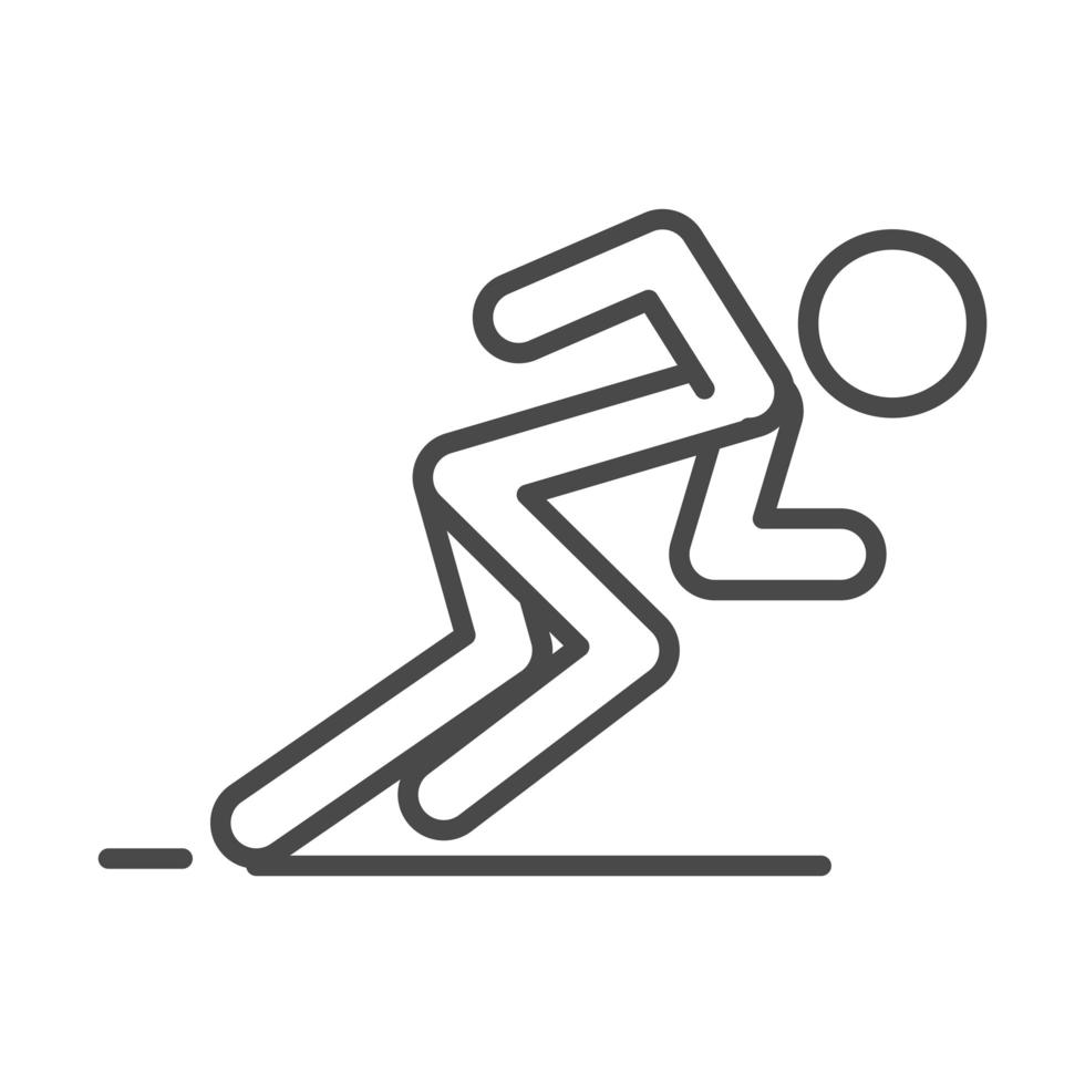 corredor em postura pronta para design de ícone de linha de corrida de esporte de velocidade vetor