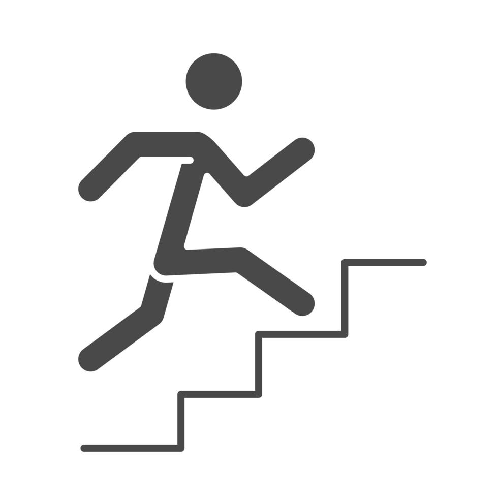 corrida esporte corrida homem subindo escadas silhueta ícone design vetor