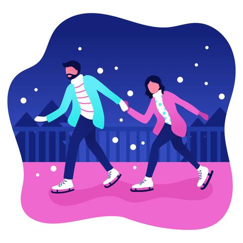 Pessoas Ice Skating Vector