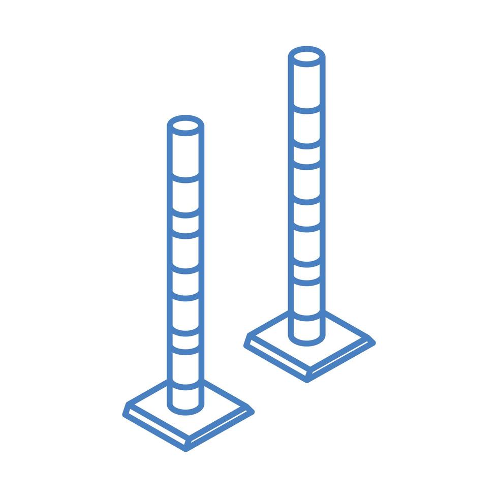 ferramenta de trabalho e equipamento de barreira de poste de estrada para construção de reparo isométrico design de ícone de estilo linear vetor