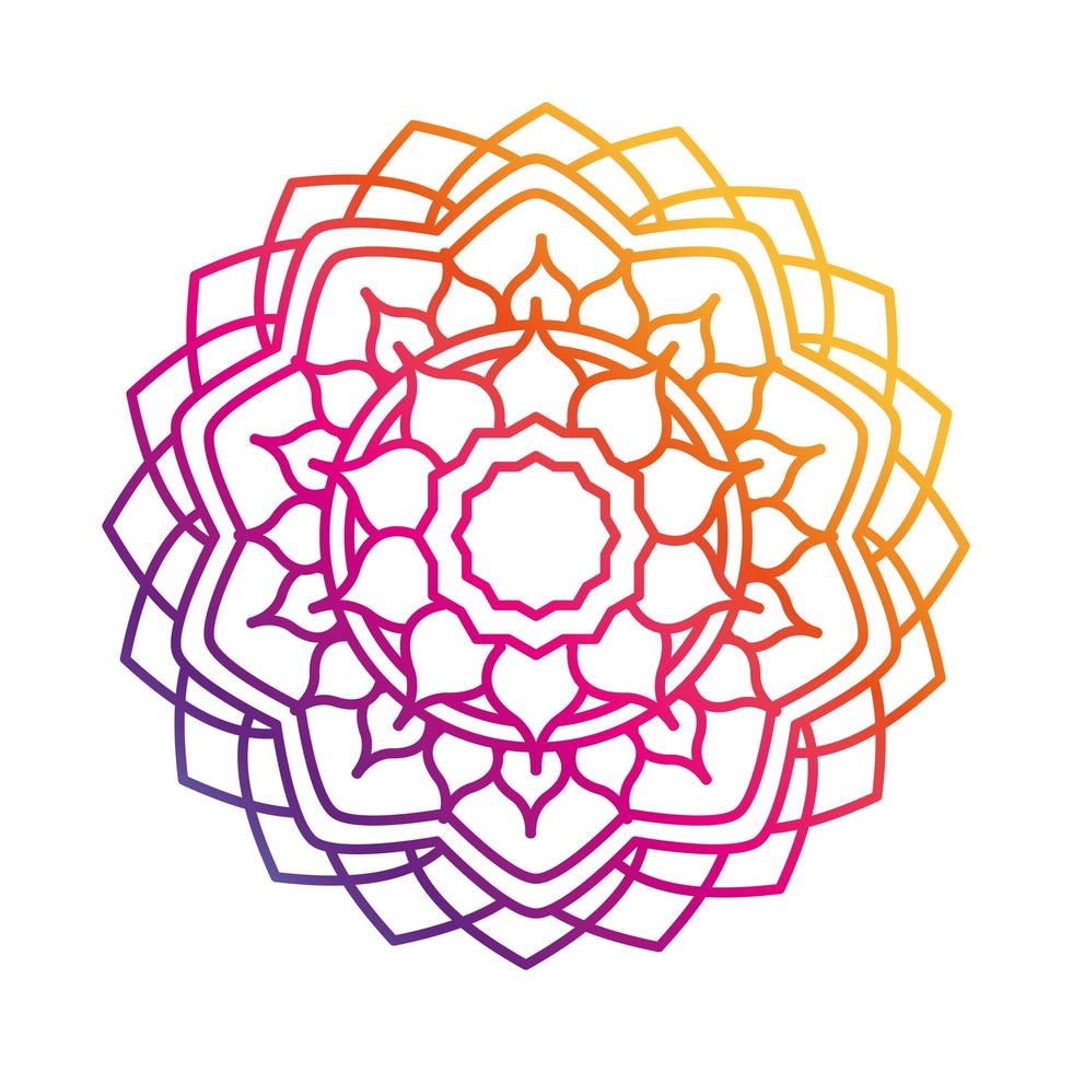ícone de estilo gradiente decorativo vintage mandala floral vetor