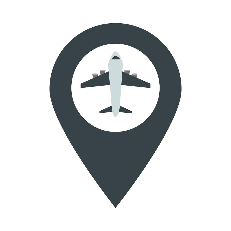 aeroporto gps navegação ponteiro avião viagens transporte terminal turismo ou negócios ícone de estilo plano vetor