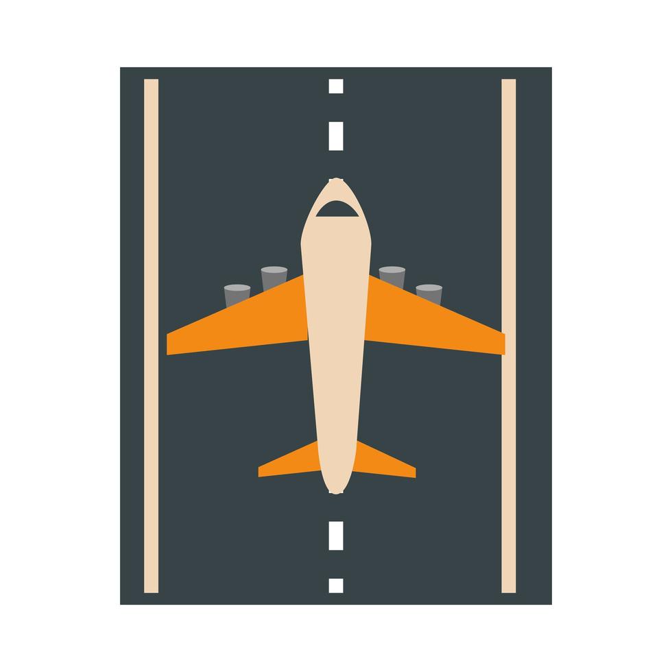 pista do aeroporto com ícone de estilo plano de negócios ou turismo de terminal de transporte de viagens de avião vetor