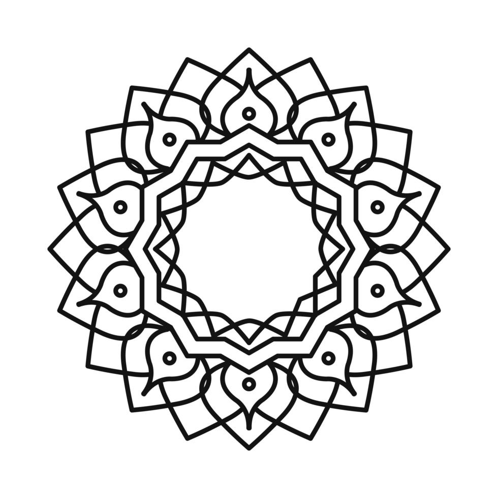 ícone de estilo de linha decorativa vintage mandala floral vetor