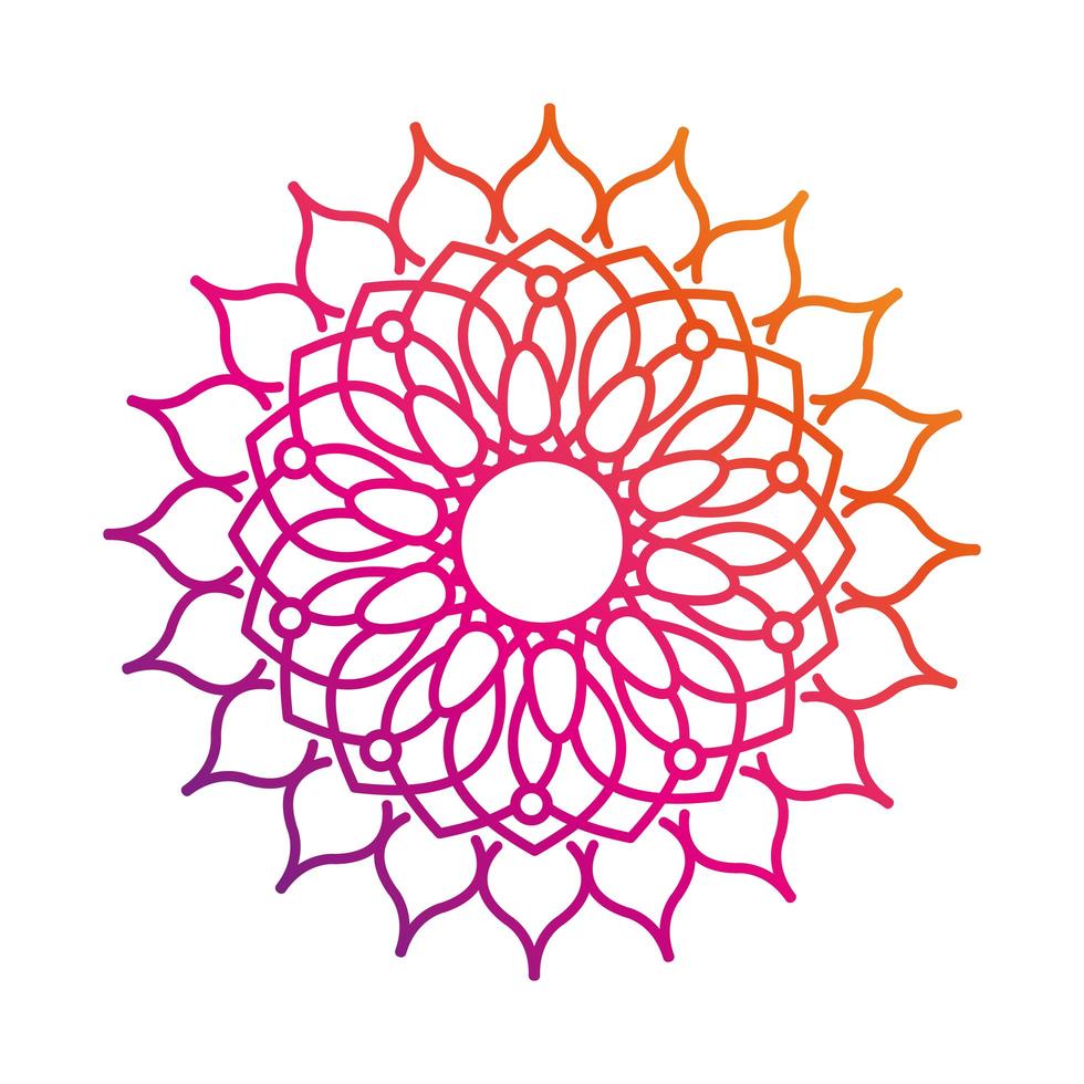 ícone de estilo gradiente místico com motivo de mandala decoração floral vetor