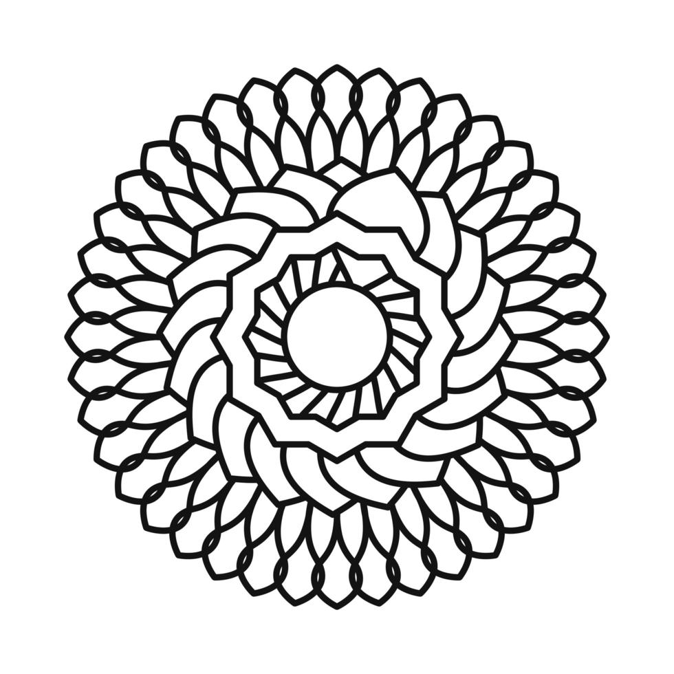 ícone de estilo de linha de ornamento de flor de mandala redondo vetor