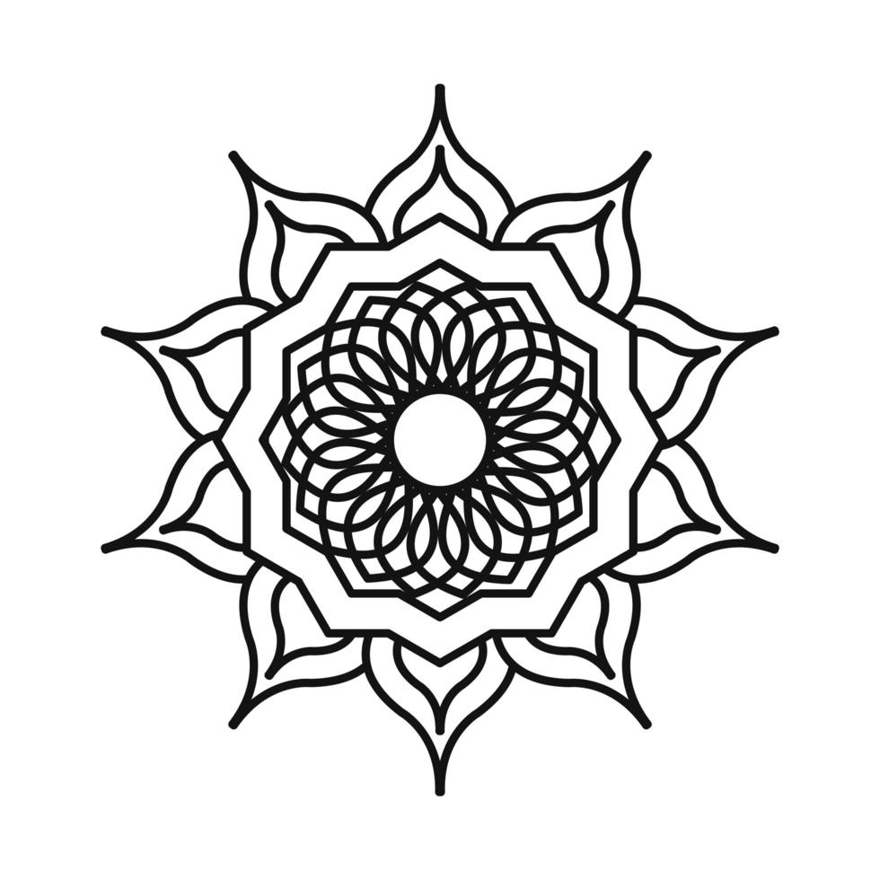 ícone de estilo de linha decorativa vintage mandala floral vetor
