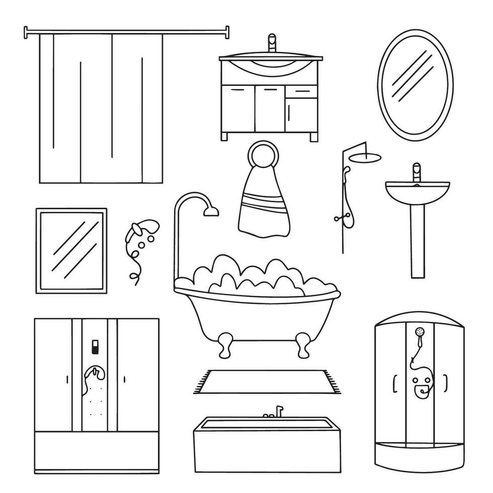 elementos para banheiro interior. banheiro interior vetor. vetor ilustração