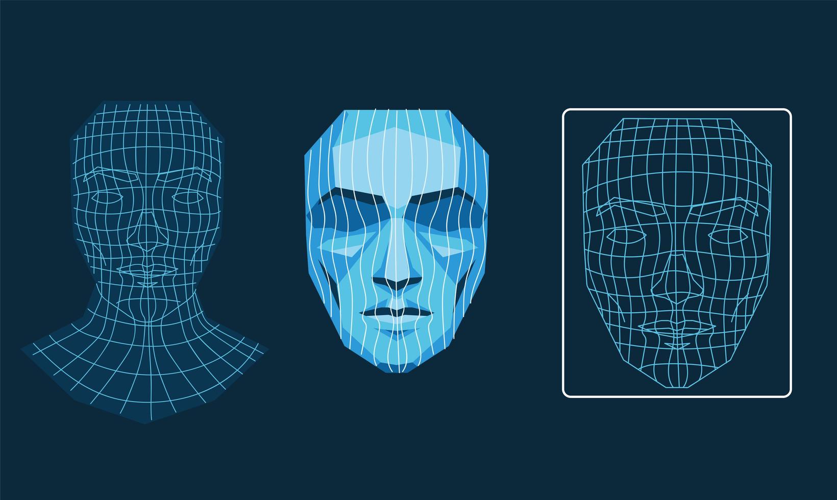 tecnologia de digitalização de rosto vetor