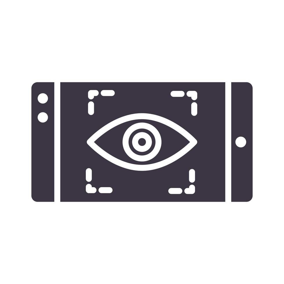 ícone de design de estilo de silhueta de tecnologia de dispositivo de vigilância de smartphone vetor
