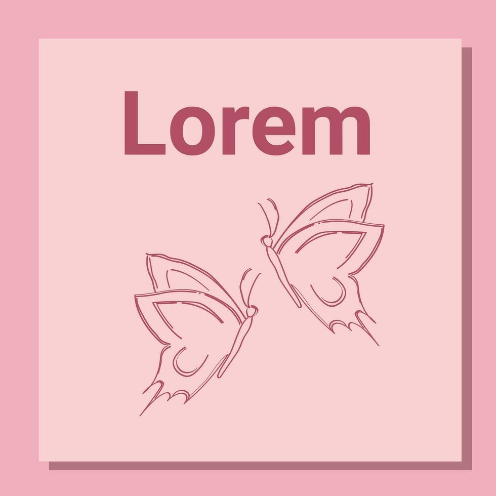 dois borboletas logotipo modelo. cópia de espaço texto dentro Rosa. vetor ilustração