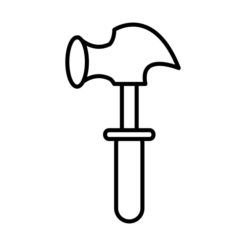 Manutenção de ferramentas de martelo de carpintaria e ícone de estilo de linha de equipamentos de construção vetor