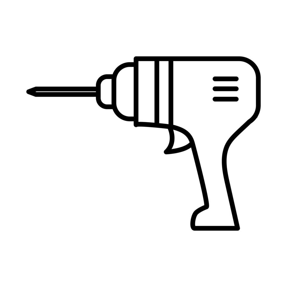 ícone de estilo de linha de equipamento de construção e manutenção de ferramenta de perfuração manual vetor