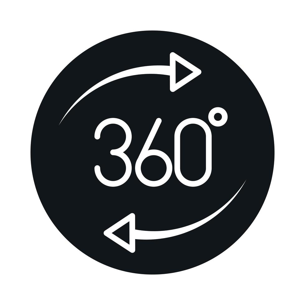 Bloco de tour virtual com visualização de 360 graus e design de ícones de estilo vetor
