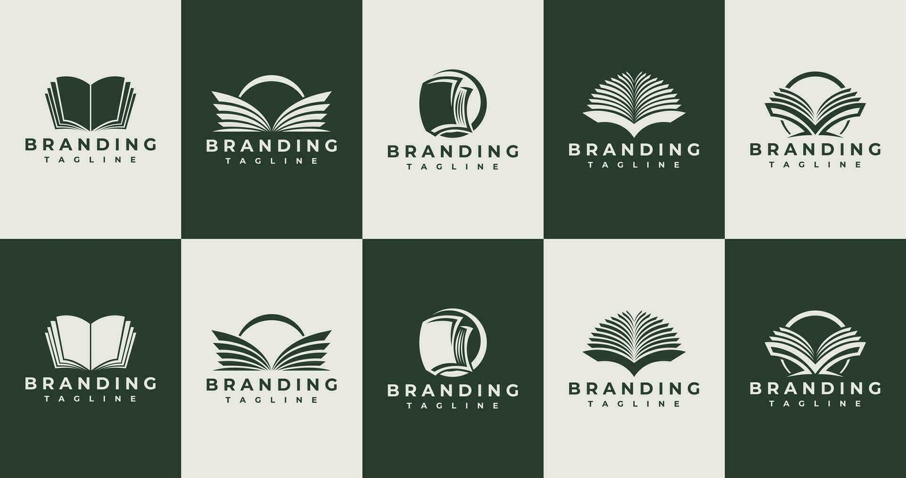conjunto do moderno abstrato Educação livro logotipo Projeto. linha livro Aprendendo logotipo definir. vetor