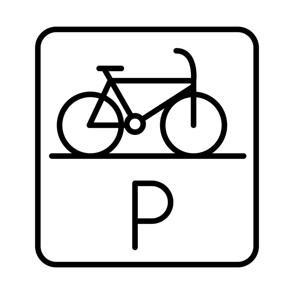 estacionamento bicicleta sinal rodoviário design de ícone de estilo de linha de transporte vetor