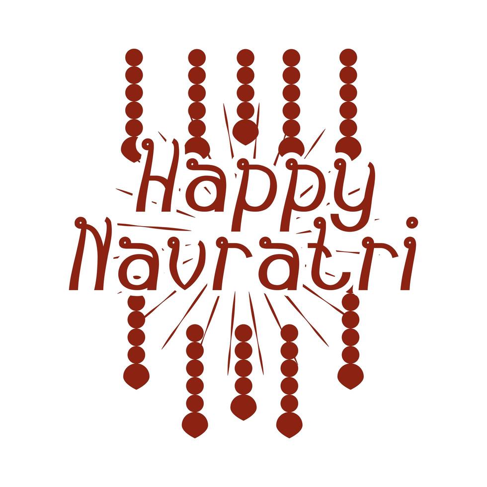 feliz celebração navratri decoração cultural ícone de estilo silhueta indiana vetor